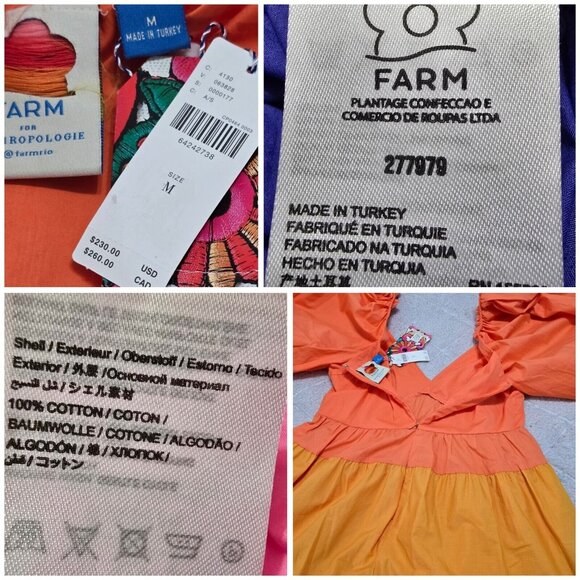 Farm Rio Anthropologie Womens Tiered Colorblock Maxi Dress Size M Cotton‎ NWT - Picture 8 of 10